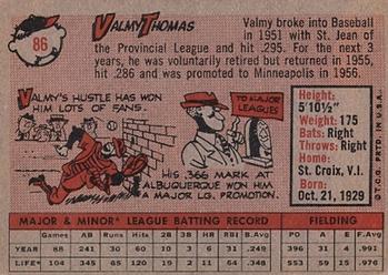 1958 Topps #86 Valmy Thomas Back