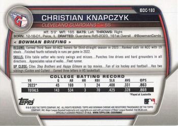 2023 Bowman Draft - Chrome #BDC-180 Christian Knapczyk Back