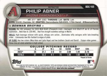 2023 Bowman Draft - Chrome Refractor #BDC-165 Philip Abner Back