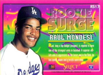 1994 Select - Rookie Surge #RS17 Raul Mondesi Back