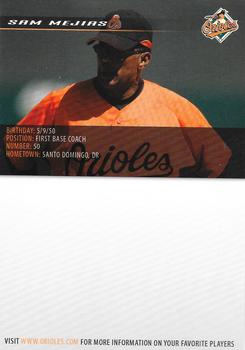 2007 Baltimore Orioles Photocards #NNO Sam Mejias Back