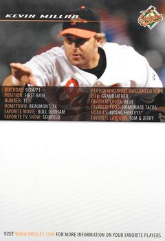 2007 Baltimore Orioles Photocards #NNO Kevin Millar Back
