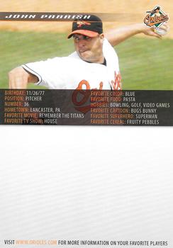 2007 Baltimore Orioles Photocards #NNO John Parrish Back