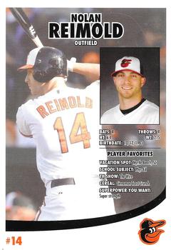 2012 Baltimore Orioles Photocards #NNO Nolan Reimold Back