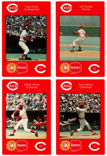 1984 Borden Dairy Cincinnati Reds Stickers - Panels #NNO Tony Perez / Jeff Russell / Eddie Milner / Gary Redus Front