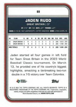 2023 Topps World Baseball Classic #89 Jaden Rudd Back