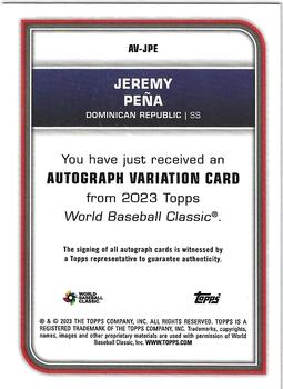 2023 Topps World Baseball Classic - Autographs #AV-JPE Jeremy Peña Back