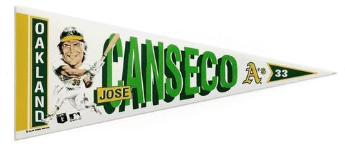 1990 Salem Screen Printers Mini Pennant Stickers #NNO Jose Canseco Front