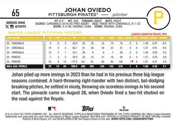 2024 Topps #65 Johan Oviedo Back