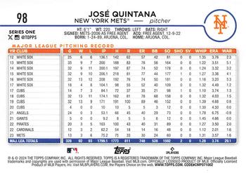 2024 Topps #98 José Quintana Back