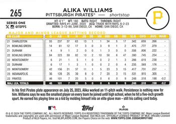 2024 Topps #265 Alika Williams Back