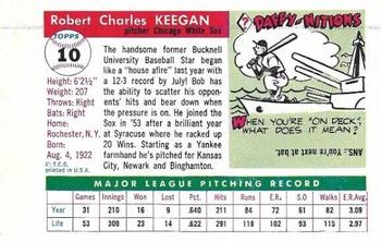 1955 Topps Sports Illustrated #10 Bob Keegan Back