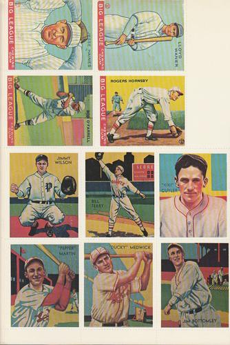 1982 Dover Publications Reprints National League - Dover Publications Reprints National League - Panels #Pg 4 Lloyd Waner / Rogers Hornsby / Jesse Haines / Bob O'Farrell / Jimmie Wilson / Bill Terry / Kiki Cuyler / Pepper Martin / Ducky Medwick / Jim Bottomley Front