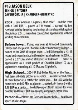 2008 Iowa Hawkeyes #NNO Jason Belk Back