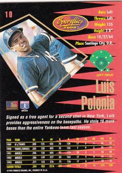 1994 Sportflics 2000 Rookie & Traded #10 Luis Polonia Back