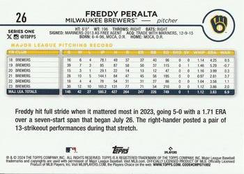 2024 Topps - Royal Blue #26 Freddy Peralta Back