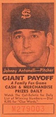 1958 San Francisco Call-Bulletin San Francisco Giants #NNO Johnny Antonelli Front
