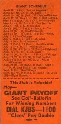 1958 San Francisco Call-Bulletin San Francisco Giants #NNO Ray Crone Back