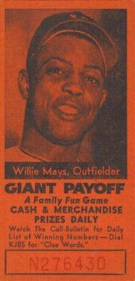 1958 San Francisco Call-Bulletin San Francisco Giants #NNO Willie Mays Front
