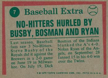 2024 Topps Heritage - 50th Anniversary Buybacks #7 '74 Highlights - No-Hitters Hurled by Steve Busby, Dick Bosman and Nolan Ryan Back
