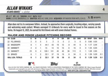 2024 Topps Big League #4 Allan Winans Back