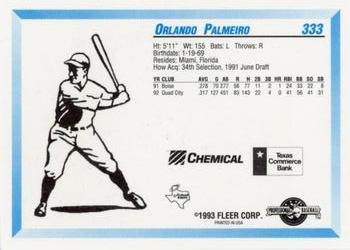 1993 Fleer ProCards Midland Angels SGA #333 Orlando Palmeiro Back