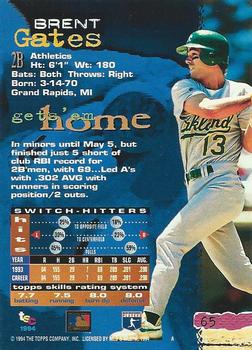 1994 Stadium Club - First Day Issue #65 Brent Gates Back