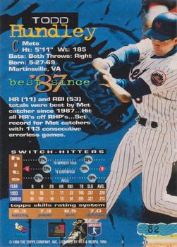 1994 Stadium Club - First Day Issue #82 Todd Hundley Back