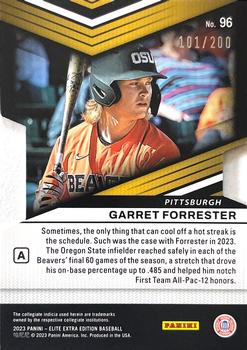 2023 Panini Elite Extra Edition - Prime Numbers A Die Cut #96 Garret Forrester Back
