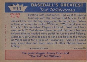 1959 Fleer Ted Williams #11 Jimmie Foxx / Ted Williams Back