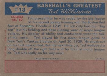1959 Fleer Ted Williams #13 Ted Williams Back