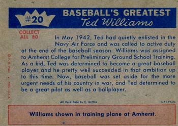 1959 Fleer Ted Williams #20 Ted Williams Back