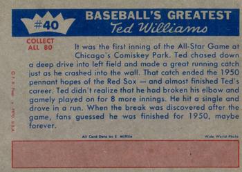 1959 Fleer Ted Williams #40 Ted Williams Back