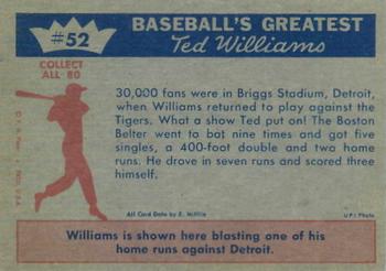 1959 Fleer Ted Williams #52 Ted Williams Back