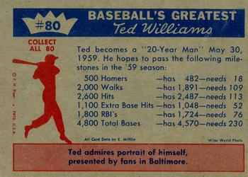 1959 Fleer Ted Williams #80 Ted Williams Back