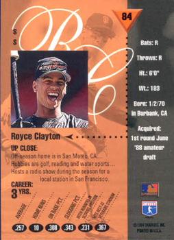 1994 Studio #84 Royce Clayton Back