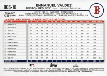 2024 Topps Boston Red Sox #BOS-10 Enmanuel Valdez Back