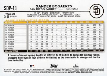 2024 Topps San Diego Padres #SDP-13 Xander Bogaerts Back