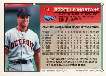 1994 Topps #19 Scott Livingstone Back