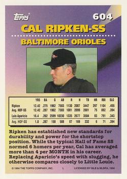 1994 Topps #604 Cal Ripken Back