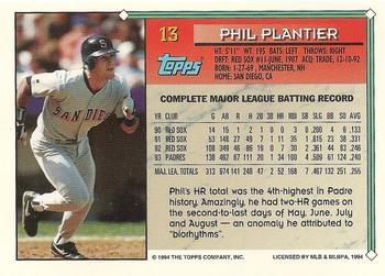 1994 Topps #13 Phil Plantier Back