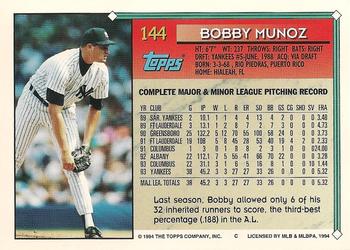 1994 Topps #144 Bobby Munoz Back