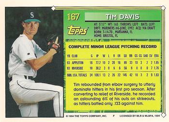 1994 Topps #167 Tim Davis Back