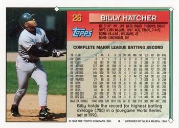 1994 Topps #26 Billy Hatcher Back