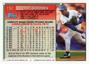 1994 Topps #150 Doc Gooden Back