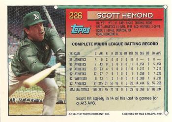 1994 Topps #226 Scott Hemond Back
