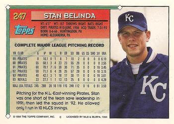 1994 Topps #247 Stan Belinda Back
