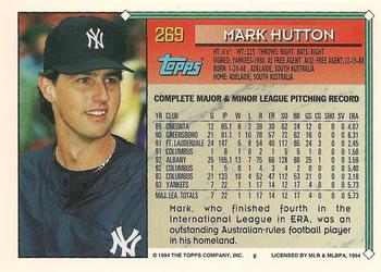 1994 Topps #269 Mark Hutton Back