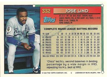 1994 Topps #332 Jose Lind Back