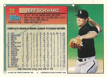 1994 Topps #33 Jeff Schwarz Back